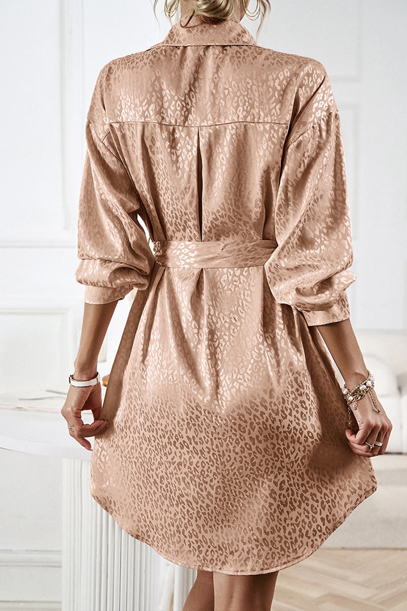 Elegant Leopard Shirt Dress