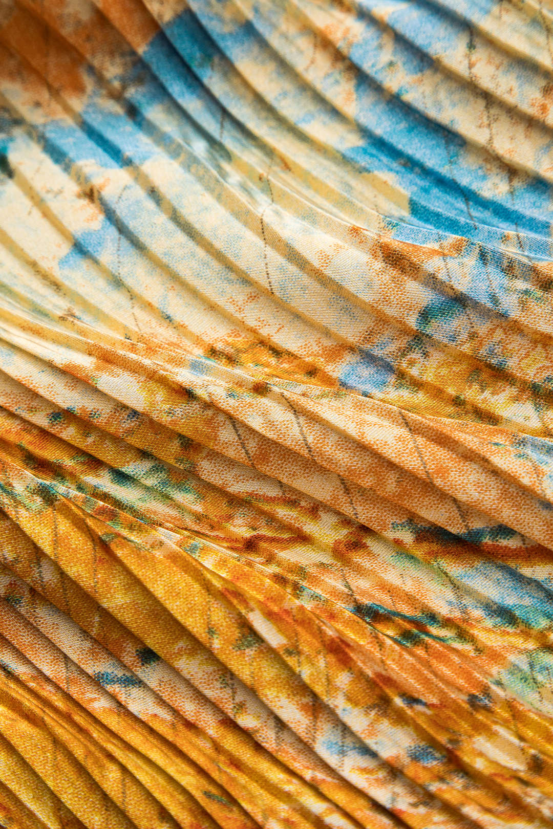 Tie Dye Satin Pleated Skirt