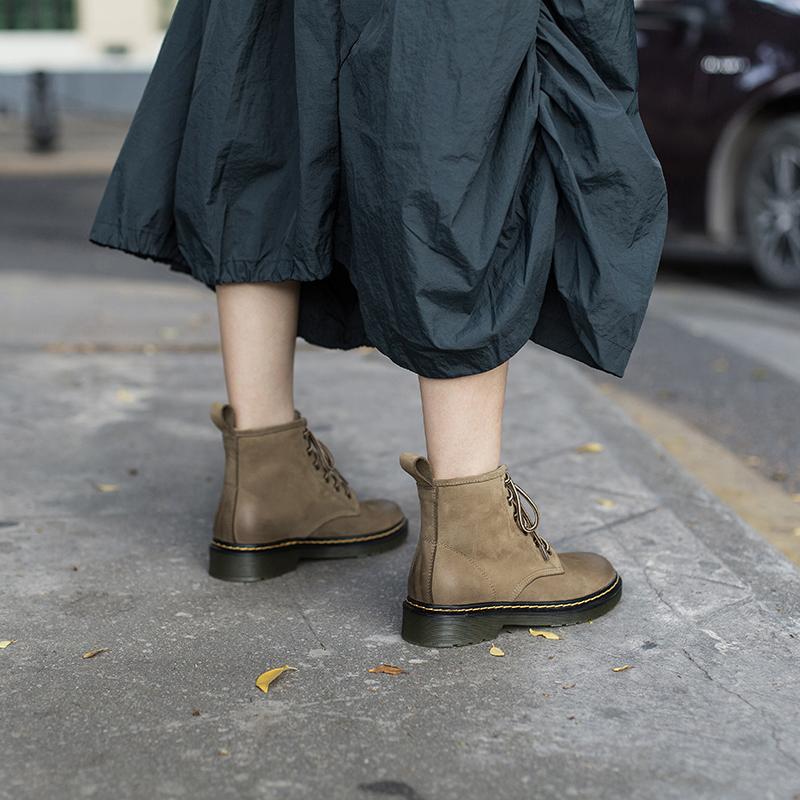 British Nubuck Leather Boots Designer Retro Chunky Riding Boots Brown/Black/Yellow/Khaki/Apricot