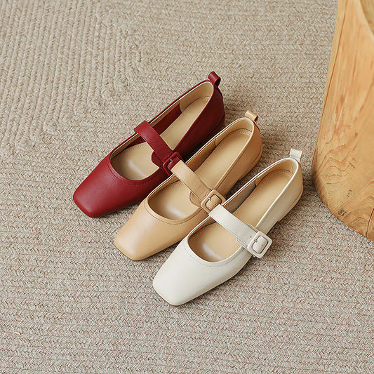 Meleena Square Toe Block Heels Mary Jane Shoes