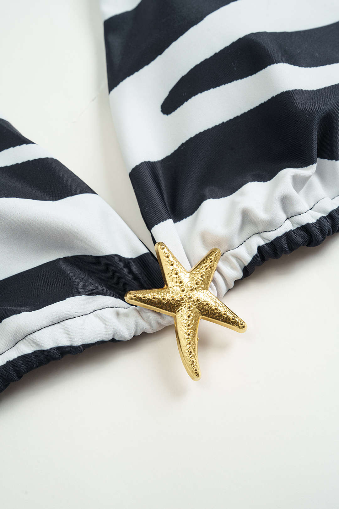 Stripes Print Metallic Decor Tie-Up Bikini Set