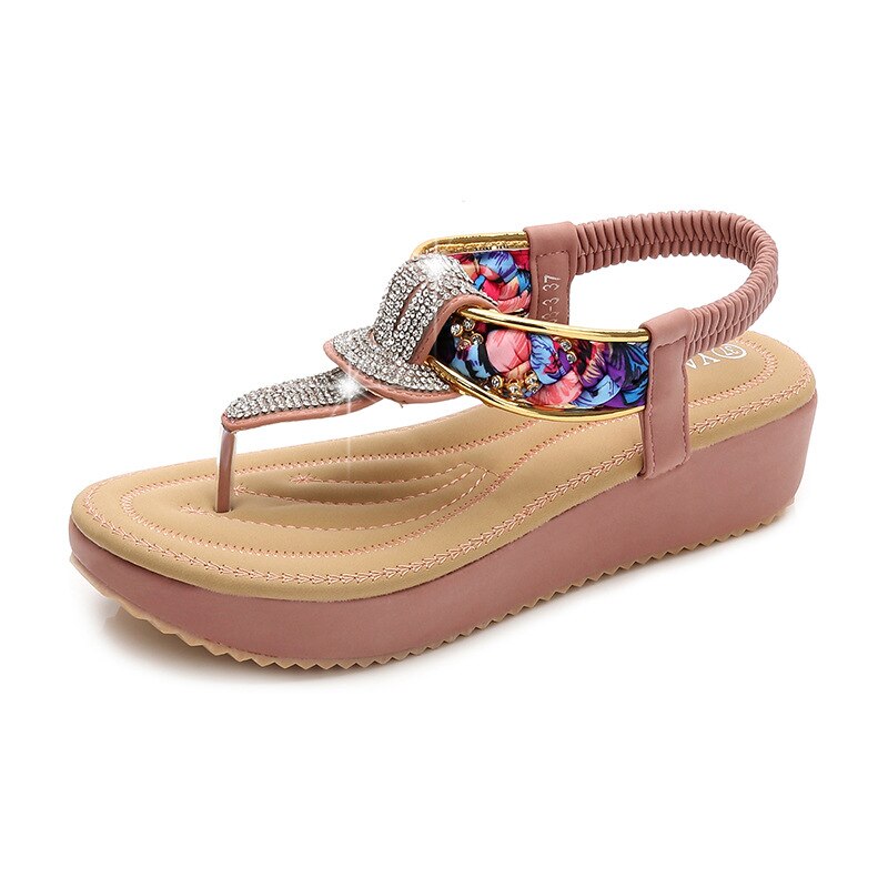 Summer Fashion Rhinestone Decoration Simple And Comfortable Casual Buckle Woman Sandals