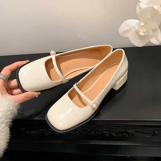 Kennisha Square Toe Block Heels Mary Jane Shoes