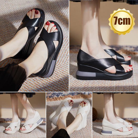 Open Toe Platform Cross Strap Two-Wear Sandals