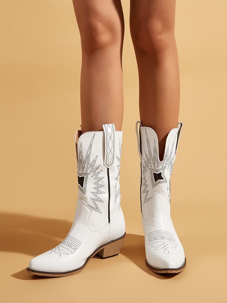 Graphic Chunky Western Boots