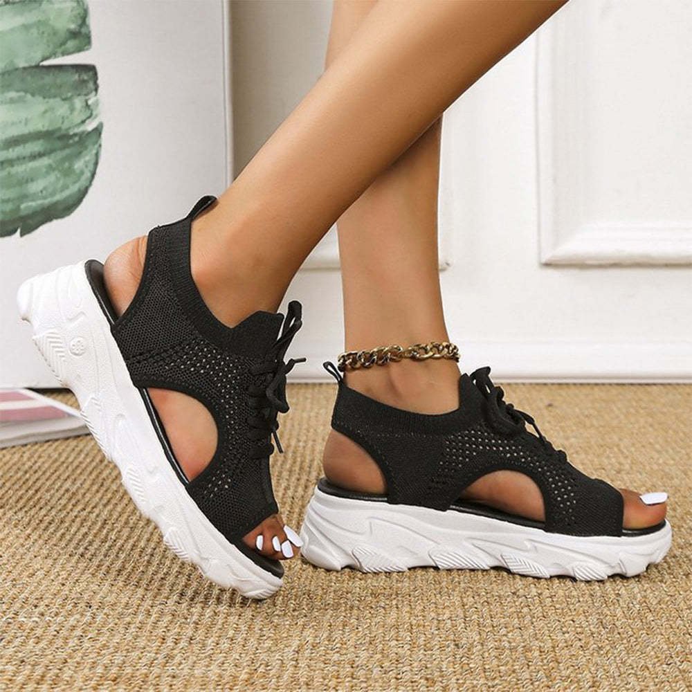 Summer Mesh Lace-Up Open Toe Beach Sandals