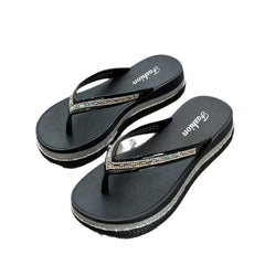 Women's Bottom Flip-flops Summer Outer Wear Rhinestone Sandals