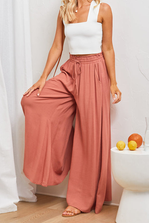 Solid Color Lightweight Flowy Wide Leg Pants