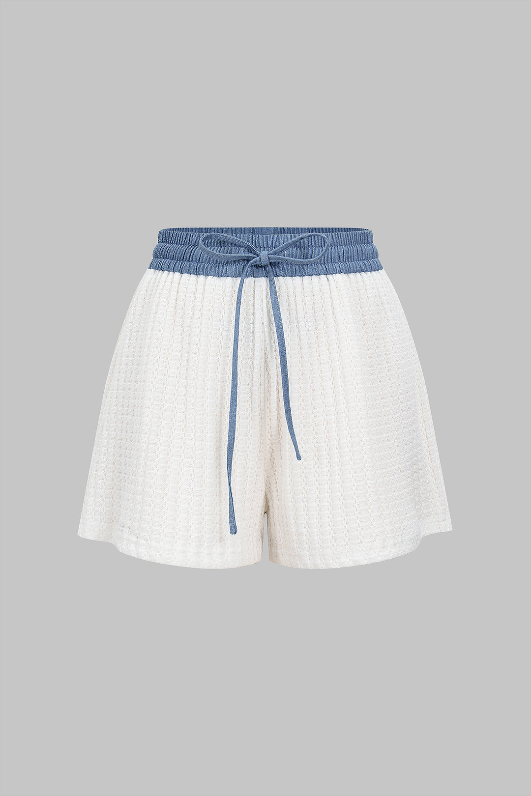 Tie Front Patchwork Shorts