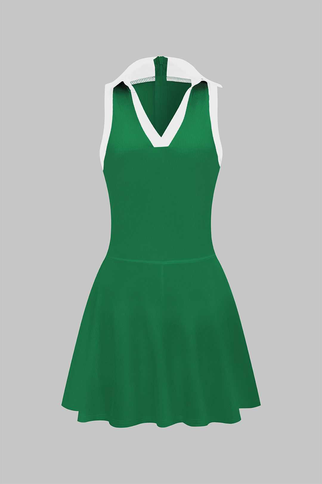 Zipper V-Neck Sleeveless Mini Dress