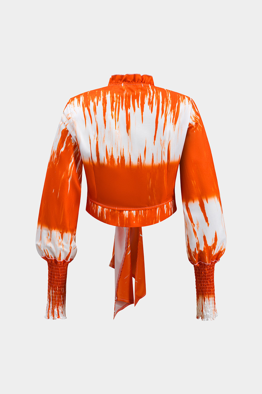 Tropical Pattern Ruffle V-Neck Tie Front Top And Ruched High Waist Wide Leg Pants Set