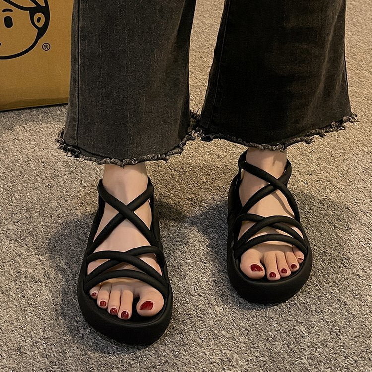 Women's Summer Dress Fairy Style Thick Bottom Sandals