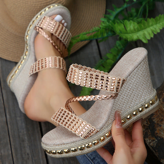 Women's Summer Round Toe Covering Color Matching Design Sandals