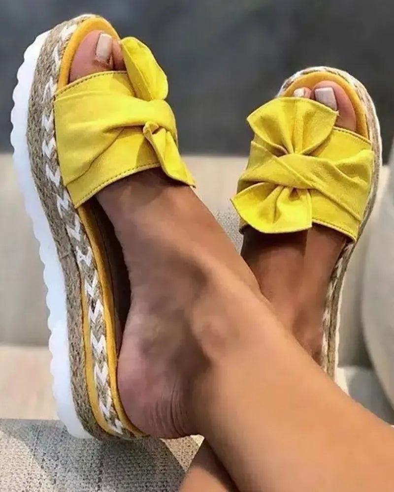 Bowknot Wedge Heel Platform Sandals Slippers