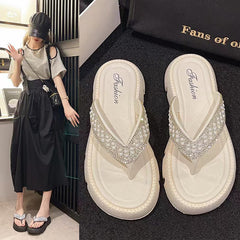 Women's Rhinestone Thick-soled Flip-flops Summer Outdoor Fashion Sandals