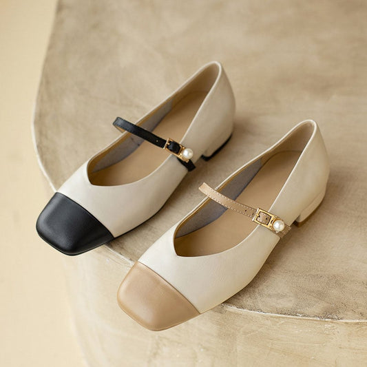 Ciro Square Toe Block Heels Mary Jane Shoes