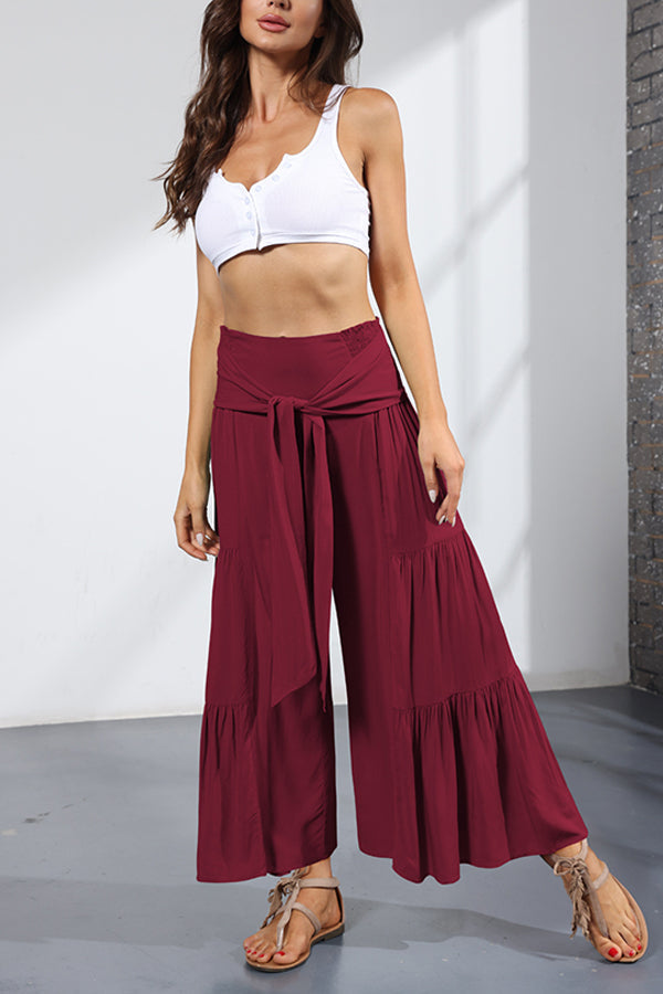 Bandage Casual Women's Wide Leg Pants