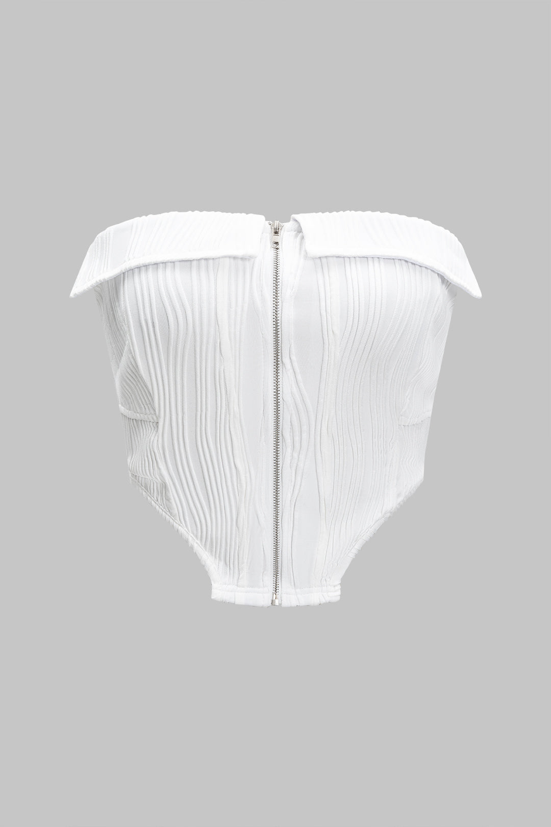 Texture Zipper Strapless Tube Top