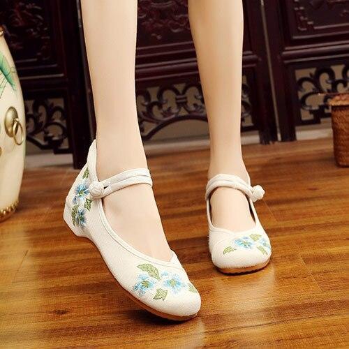 Handmade Women's Vintage Embroidered Canvas Ballet Flats