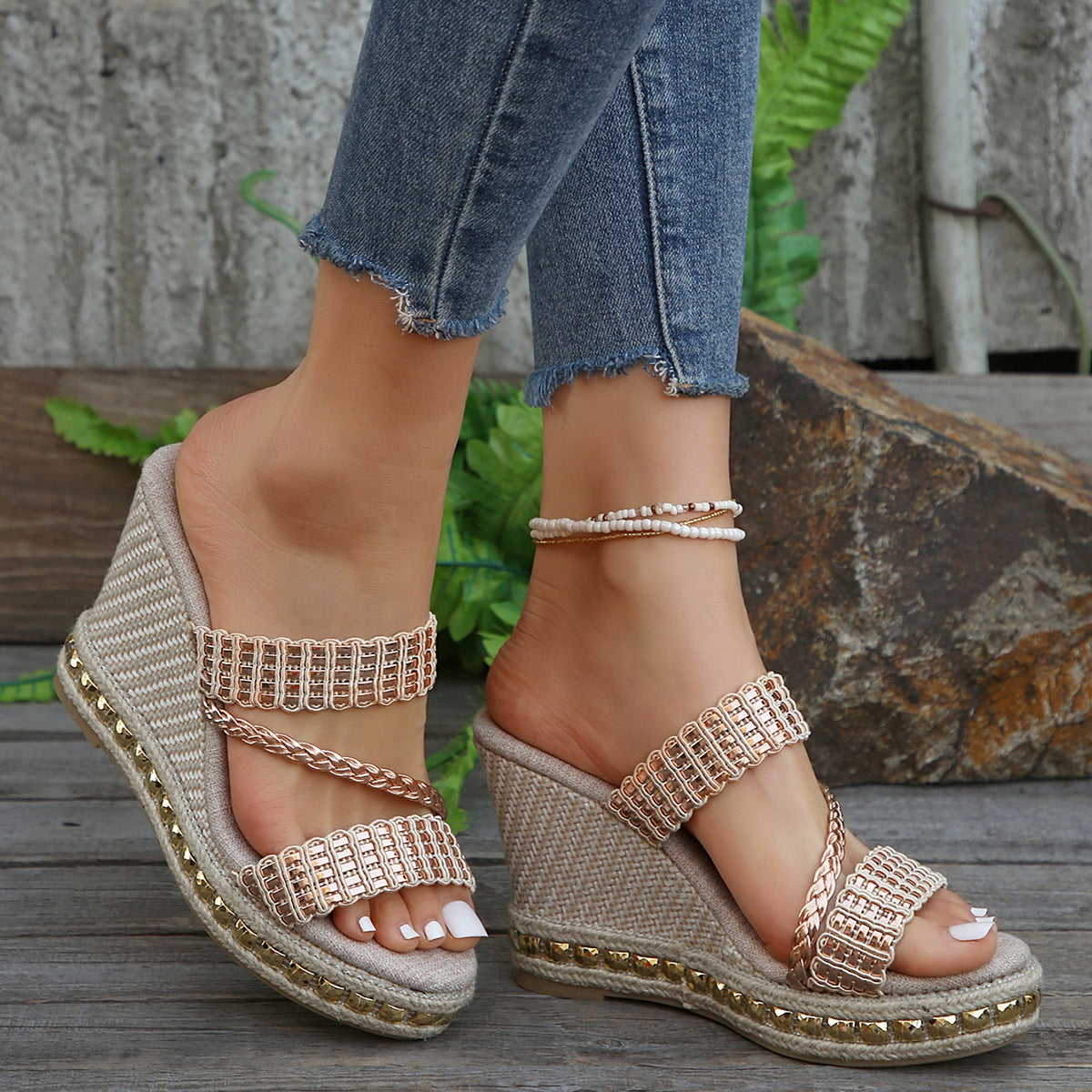 Women's Summer Round Toe Covering Color Matching Design Sandals