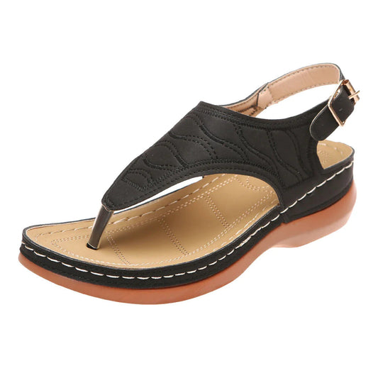 Low-Wedge Leather Orthopedic Arch Support Sandals Diabetic Walking Sandals