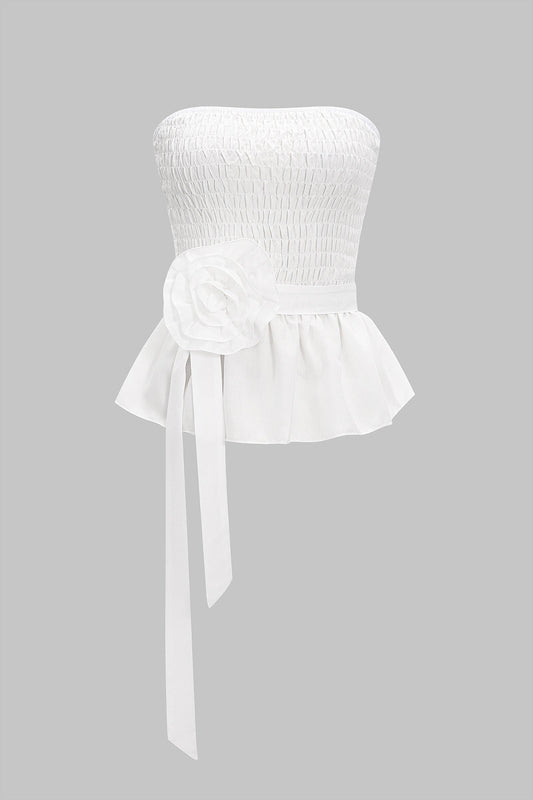 Strapless 3D Floral Tube Top