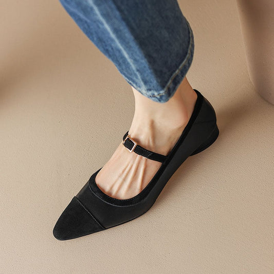 Jalyn Pointy Toe Block Heels Mary Jane Shoes