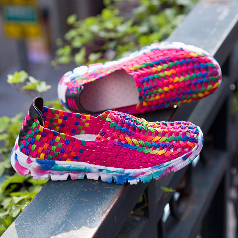 Fantasy Color Mesh Hand Woven Shoes