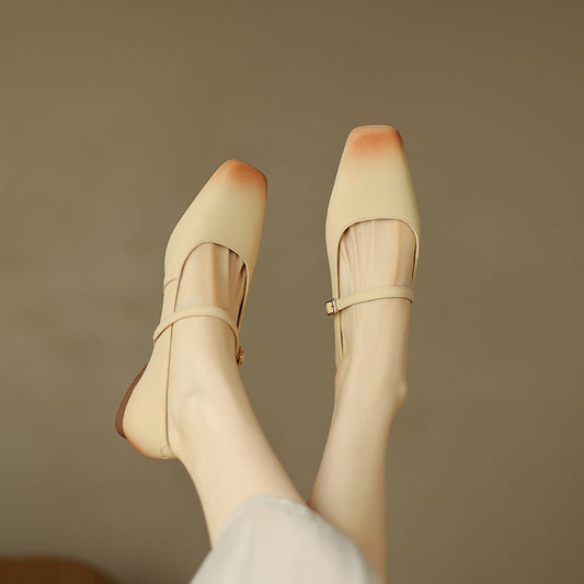 Merrilee Square Toe Block Heels Mary Jane Shoes