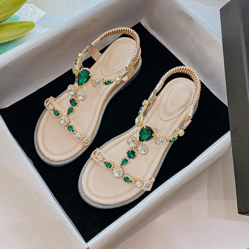 Women's Style Roman Round Toe Open Strap Waterproof Sandals