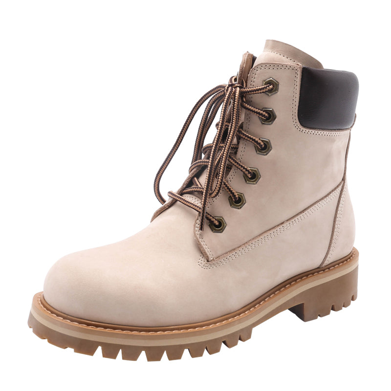 Women's Handmade High Lace-up Boot in Nubuck Calfskin Waterproof