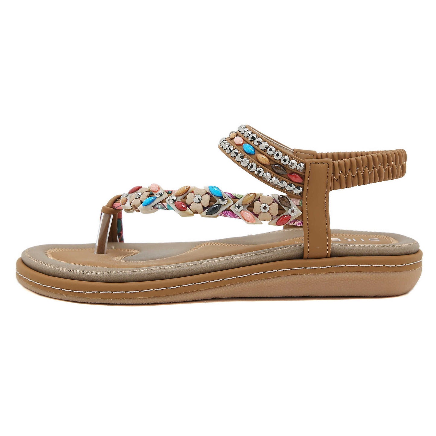 Summer Rhinestone Comfort Seaside Beach Round Sandals
