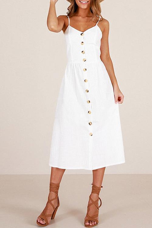 Button Front Swing Summer Dress