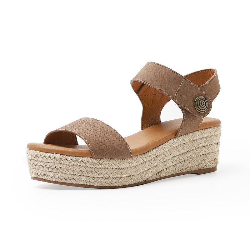 Summer Straw Platform Comfortable Simple Sandals