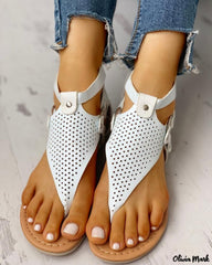 Womens Hollow Out Toe Post Flat Sandals