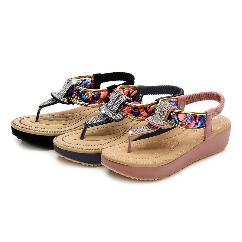 Summer Fashion Rhinestone Decoration Simple And Comfortable Casual Buckle Woman Sandals