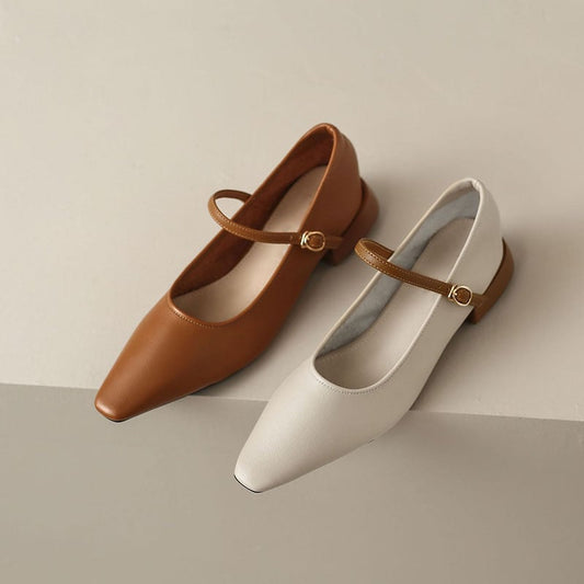 Dulcina Square Toe Block Heels Mary Jane Shoes