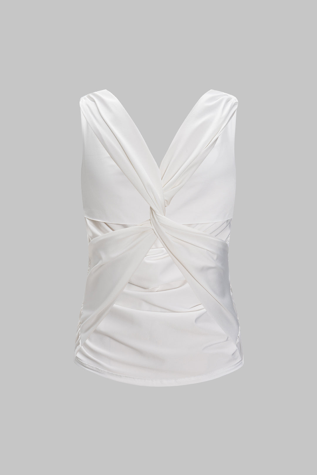 V-Neck Cowl Neck Backless Ruched Tank Top