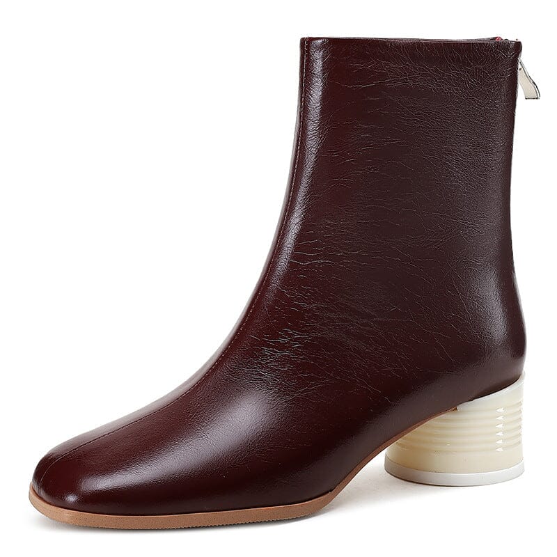 Classic Elegant Glove-Like Ankle Boots Mid Heel Slimming Boots Back Zipper Boots