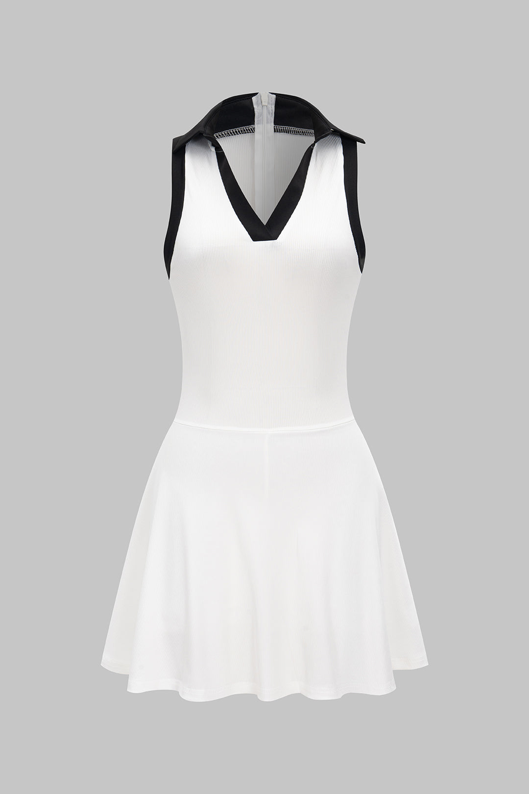 Zipper V-Neck Sleeveless Mini Dress