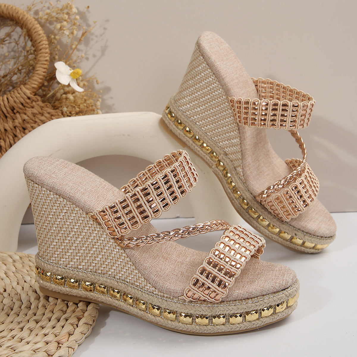Women's Summer Round Toe Covering Color Matching Design Sandals