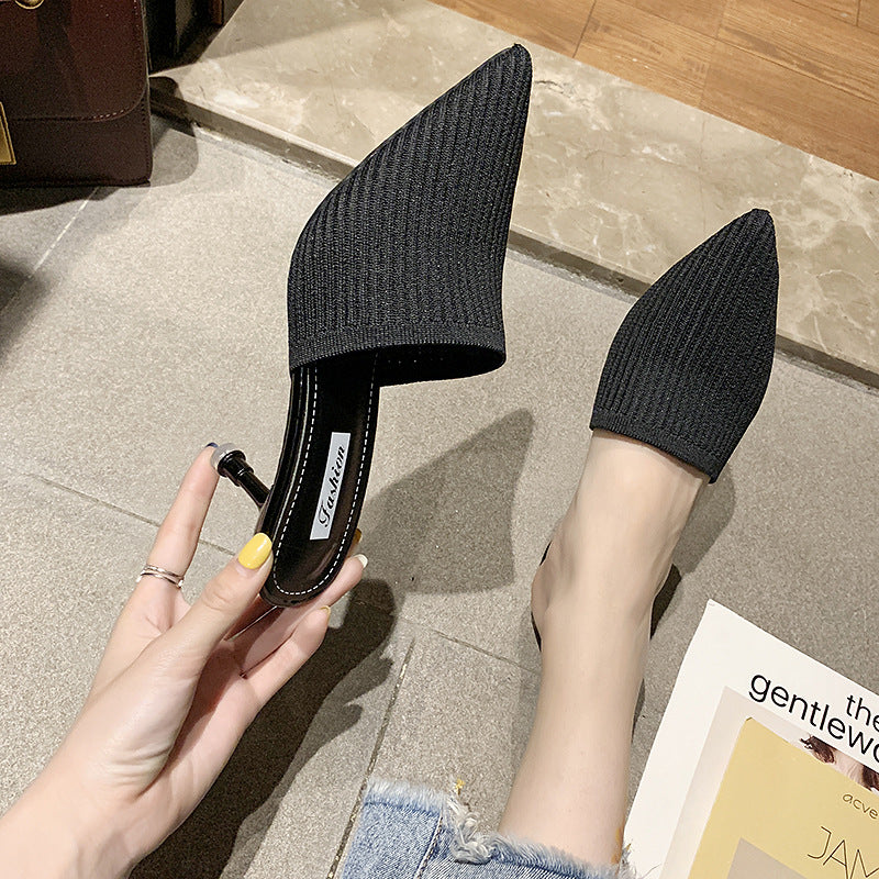 Women's Weave Vintage Half Pointed Toe Cap Sandals