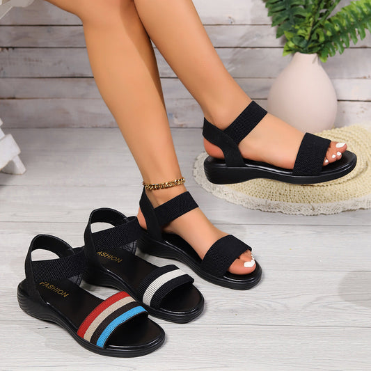 Women's Elastic Plus Size Open Toe Color Sandals