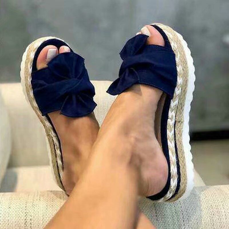 Bowknot Wedge Heel Platform Sandals Slippers