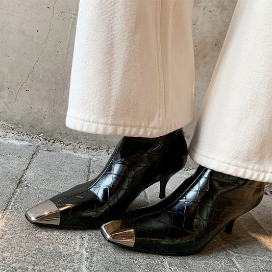 Classic Slimming Boots Elegant Glove-Like Ankle Boots Kitty Heel Side Zipper Boots