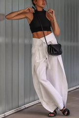 Waist Wide Leg Charli Folded-over Tie Pants