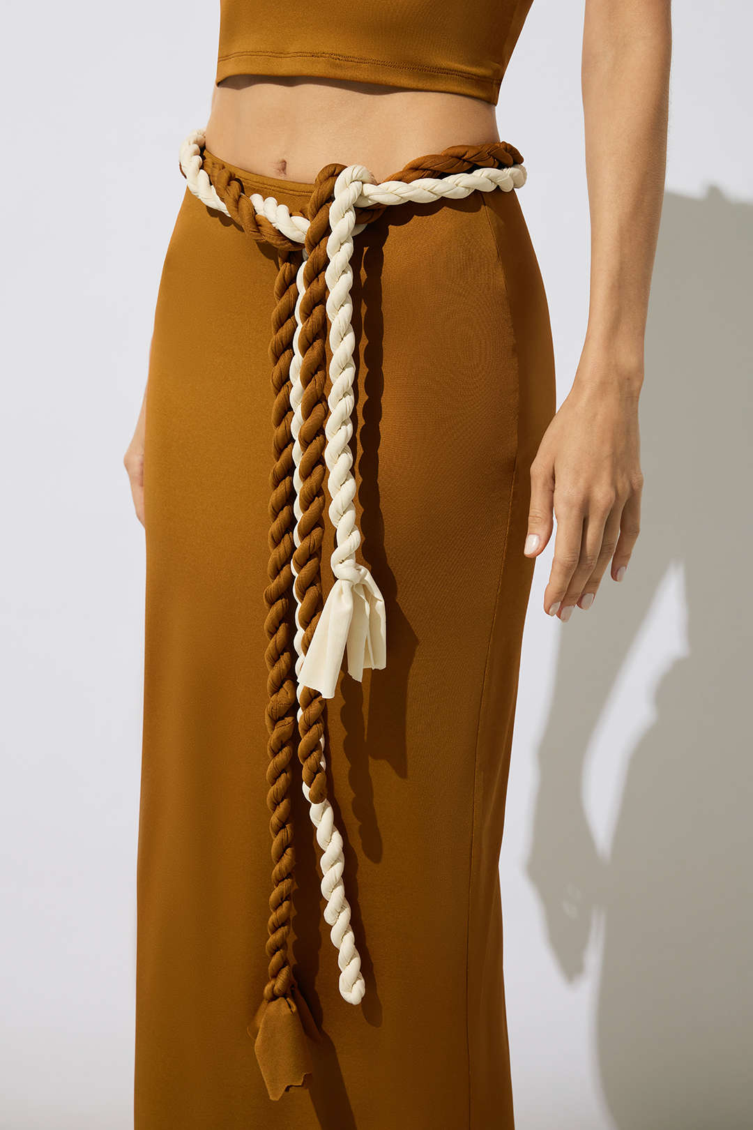 Tie Front Belted Skirt