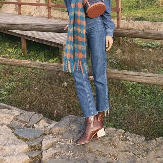 Classic Elegant Glove-Like Ankle Boots Mid Heel Slimming Boots Back Zipper Boots