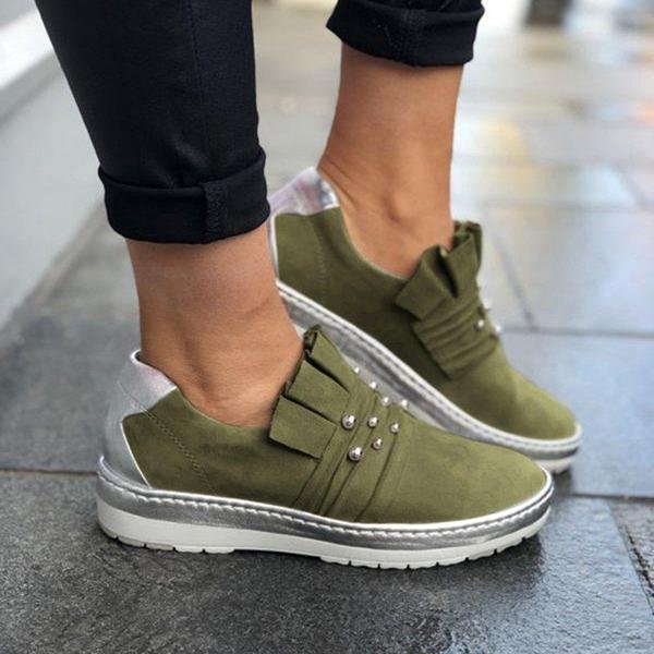Casual Artificial Pearl Decoration Solid Color Sneakers