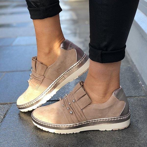 Casual Artificial Pearl Decoration Solid Color Sneakers